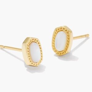 Kendra Scott Mini Ellie 14k Gold Plated Stud Earrings in Ivory Mother-of-Pearl